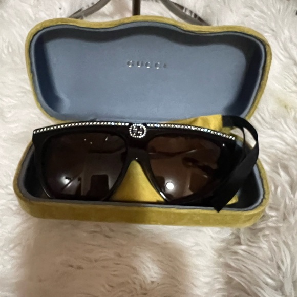 Gucci GG0732S 005 Sunglasses Black-Brown/Brown Lenses Pilot 61mm​​ - Picture 7 of 8